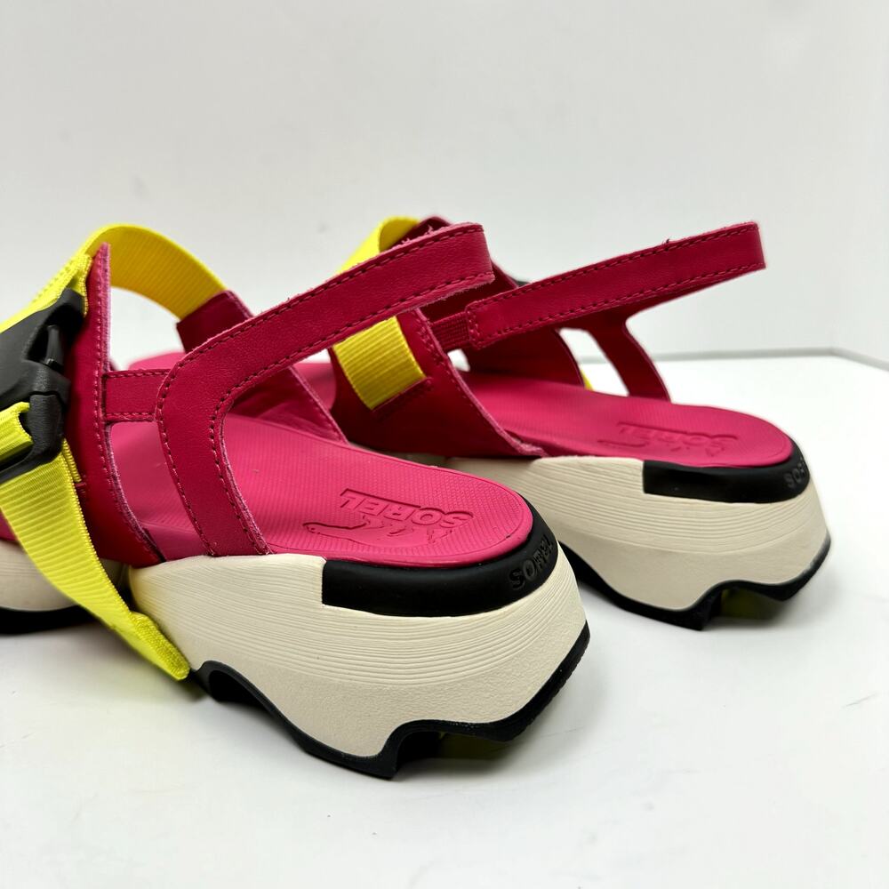 NEW Sorel Kinetic Impact Pink & Neon Yellow Outdoor Performance Sling Sandals - Picture 10 of 13